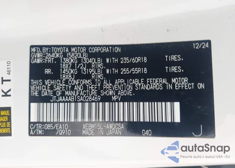 2025 Lexus Rz 450E from USA, damaged, VIN JTJAAAAB1SA028469